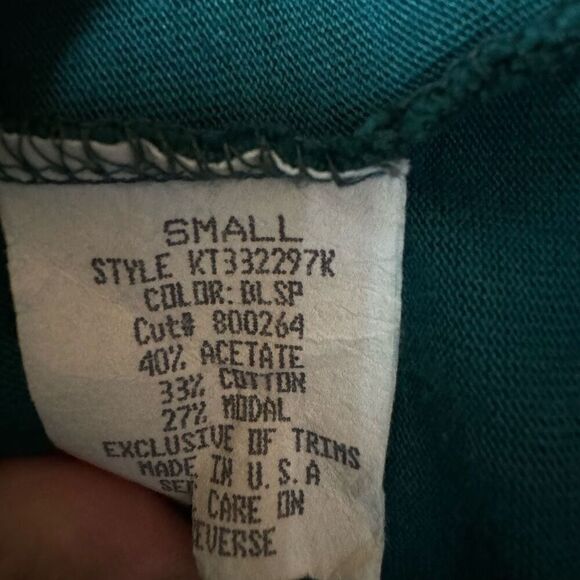 LaROK Scoop Neck Hoodie Sweatshirt Silky Emerald Small Distressed - Picture 4 of 9